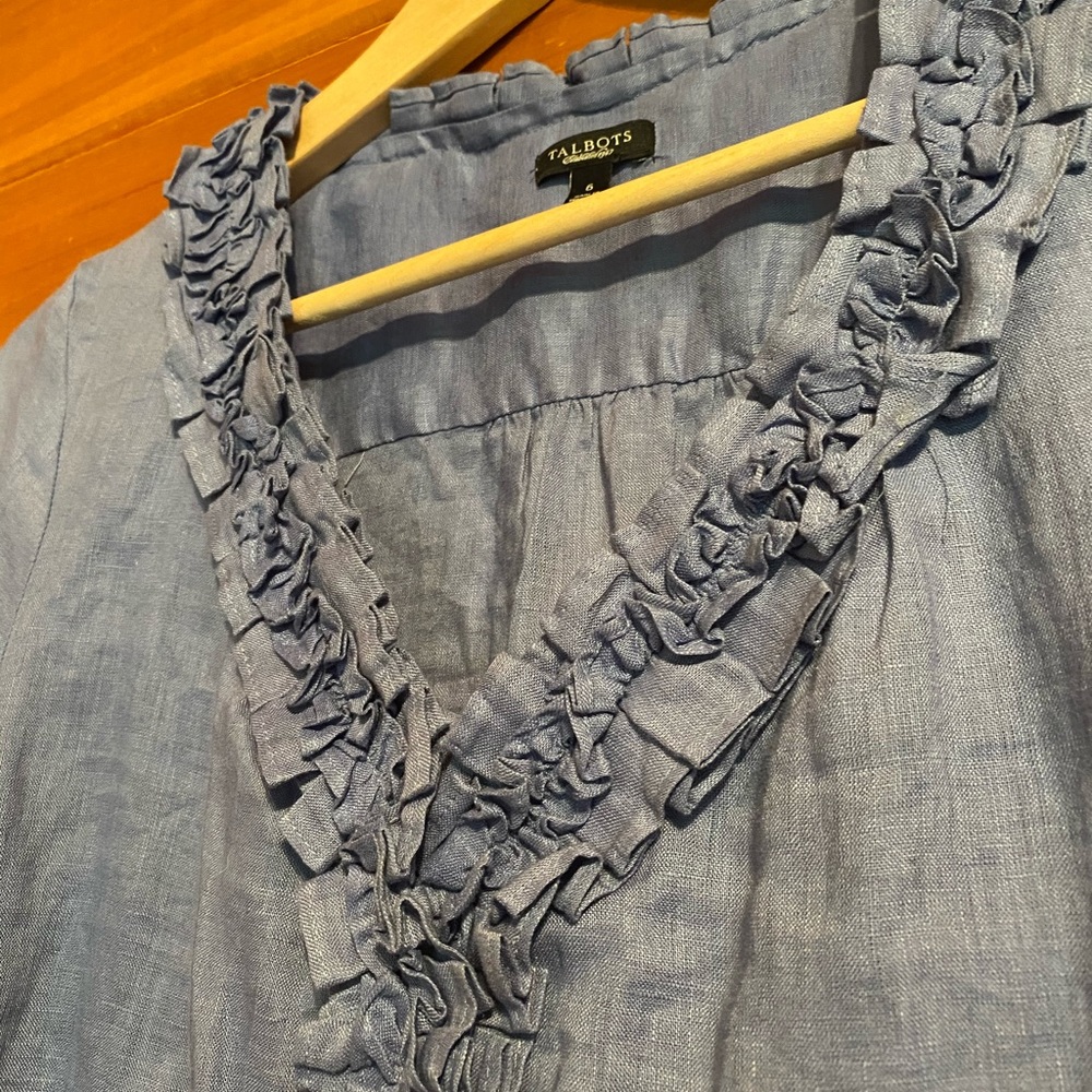 Talbots blue linen shirt